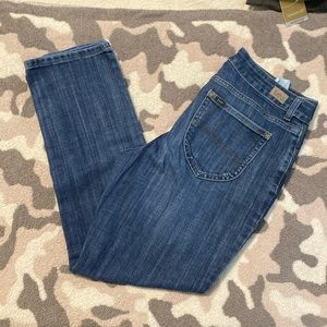 Ladies Lee Regular Fit Straight Leg Mid Rise Jeans size 14 Short